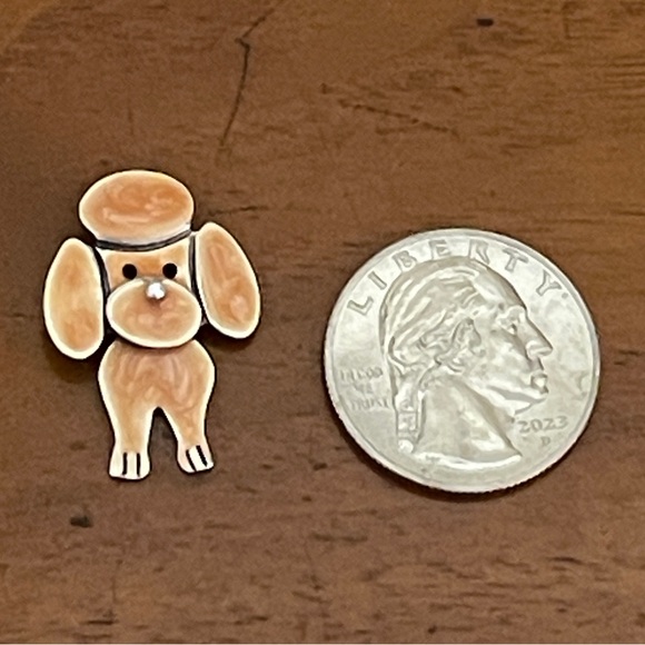 Vintage Pink Enamel Reticulated Sterling Poodle Pendant AJH - Picture 7 of 7